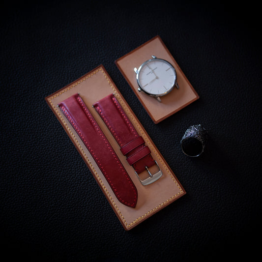 Fine Italian red Maya leather watch strap