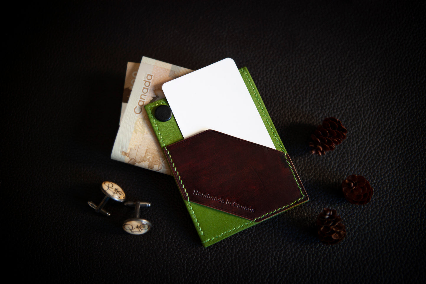 The Patrician card holder in Olive green